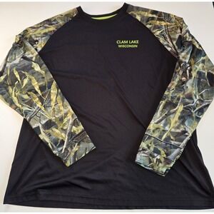 Fishouflage Black Camo Sleeves‎ Performance Shirt Muskie Fish Mens Size 2X